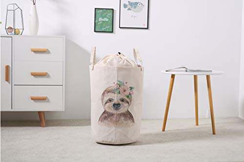 LifeCustomize Large Laundry Basket Hamper Cute Baby Sloth Collapsible Drawstring Storage Baskets Nursery Baby