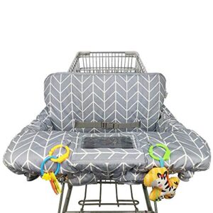 shopping cart cover for baby icopuca cotton high chair cover, reversible, machine washable for infant, toddler, boy or girl large (grey arrow print)