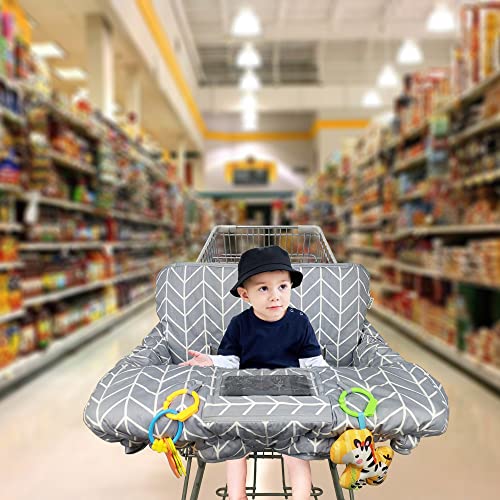 Shopping Cart Cover for Baby ICOPUCA Cotton High Chair Cover, Reversible, Machine Washable for Infant, Toddler, Boy or Girl Large (Grey Arrow Print)