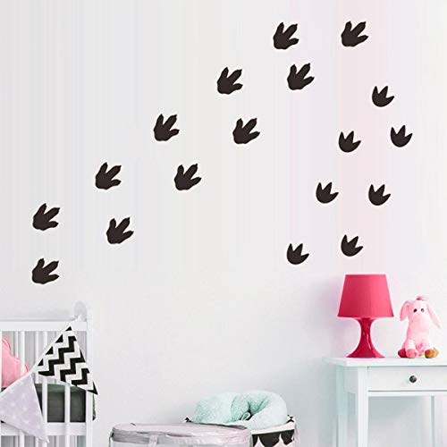 Bamsod Dinosaur Footprints Wall Stickers 32pcs Dinosaur Tracks Decals Dinosaur Decor Baby Nursery Decals Removable Peel and Stick Vinyl Decals