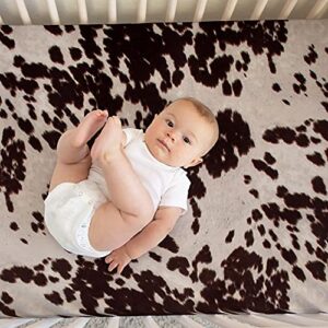 Glenna Jean Baby Fitted Crib Sheet White Cow Skin Western Animal Print for Baby Boys & Girls, Brown, Standard , 52x28x6 Inch (Pack of 1)