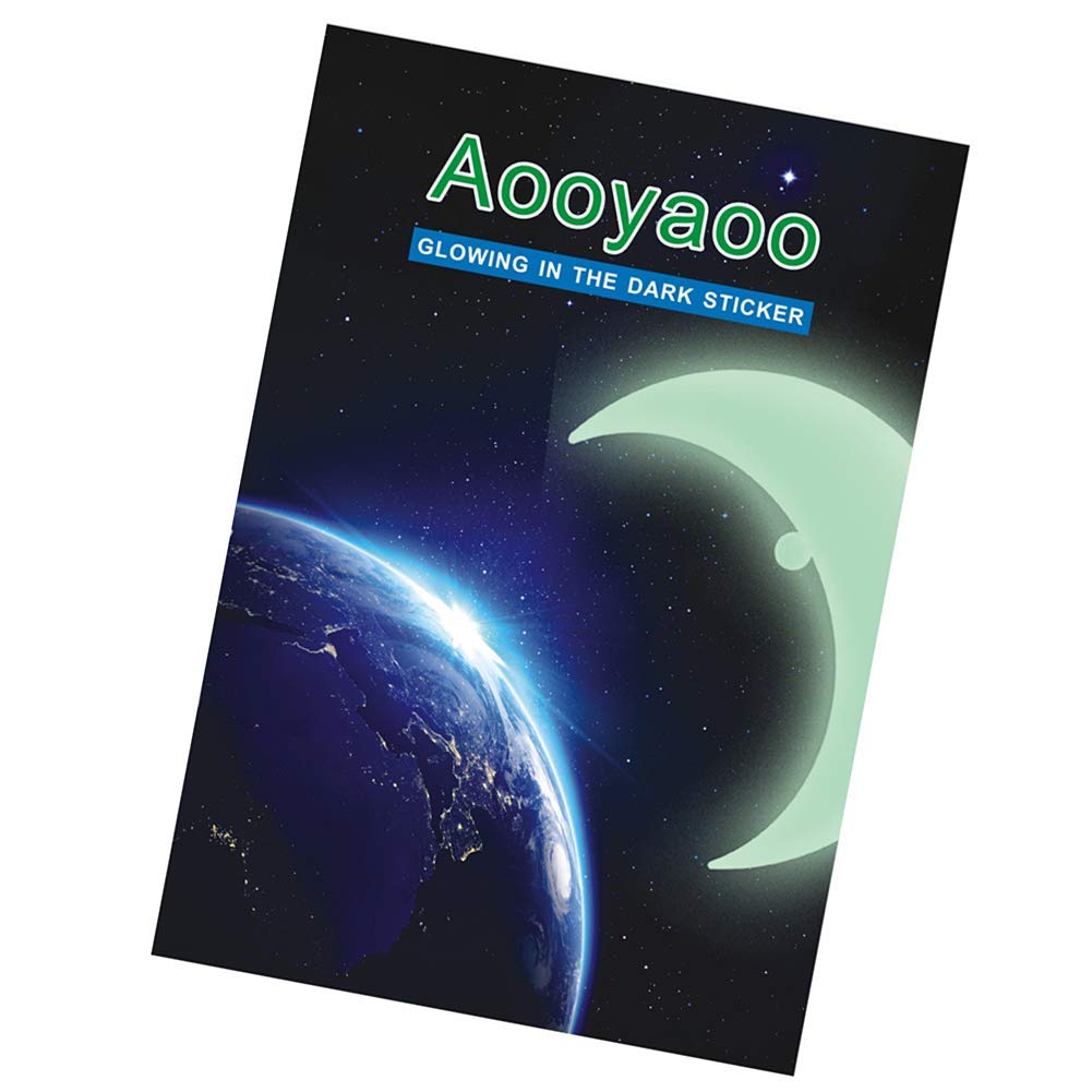 Aooyaoo Glow in The Dark Stars Wall Stickers, Glowing Stars for Ceiling and Wall Decals, 3D Glowing Stars,Excluding The Moon，Perfect for Kids Bedding Room or Party Birthday Gift(452Pcs, Green)