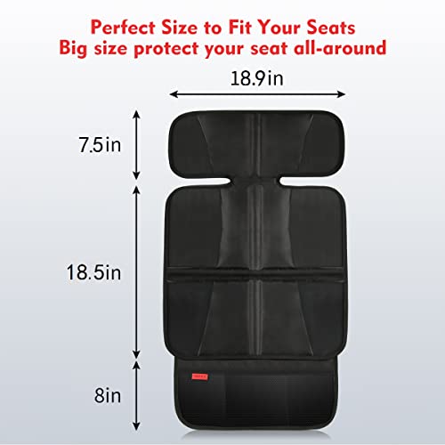 Kaiphy Car Seat Protector - Seat Protection Mat - Thick Padding - Durable, Waterproof Fabric, Leather Reinforced Corners & 3 Pockets for Handy Storage Black