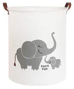 clocor collapsible round storage bin/large storage basket/clothes laundry hamper/toy storage bin (love elephant)