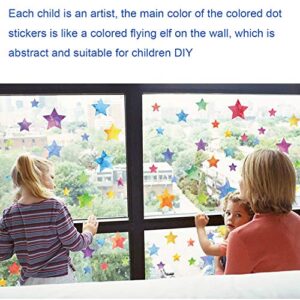 Coobbar 147 Count Multi Size Polka Wall Decals, Peel and Stick Wall Stickers, Rainbow Wall Decals for Kids Room, Living Room, Bedroom(Round and Star)