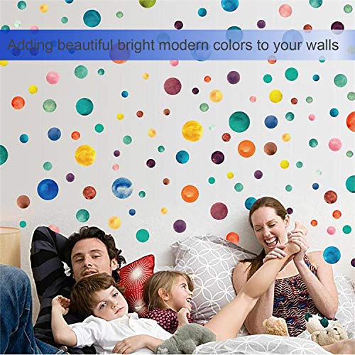 Coobbar 147 Count Multi Size Polka Wall Decals, Peel and Stick Wall Stickers, Rainbow Wall Decals for Kids Room, Living Room, Bedroom(Round and Star)