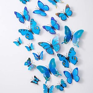 36pcs butterfly wall decals - 3d butterflies decor for wall sticker removable mural stickers home decoration kids room bedroom decor (blue)
