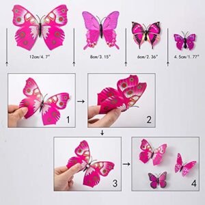 36PCS Butterfly Wall Decals - 3D Butterflies Decor for Wall Sticker Removable Mural Stickers Home Decoration Kids Room Bedroom Decor (Blue)