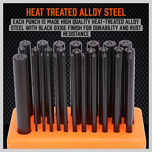 HORUSDY 28-Piece Transfer Punch Set, 3/32" - 1/2", Heat Treated Alloy Steel Forging