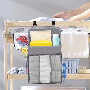 COCODE Hanging Diaper Caddy and Nursery Organize for Baby Crib, Playard, Changing Table, Diaper Caddy Stacker for Baby Essentials & Baby Shower Gifts for Newborn, Grey