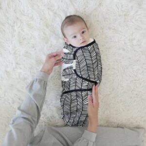 BaeBae Goods Swaddle Blanket, Adjustable Infant Baby Swaddling Wrap Set of 4, Baby Swaddling Wrap Blankets for Boys and Girls Made in Soft Cotton (0-3 Months, Black/Grey Triangles)