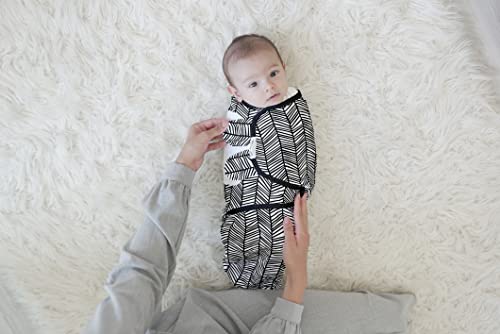 BaeBae Goods Swaddle Blanket, Adjustable Infant Baby Swaddling Wrap Set of 4, Baby Swaddling Wrap Blankets for Boys and Girls Made in Soft Cotton (0-3 Months, Black/Grey Triangles)