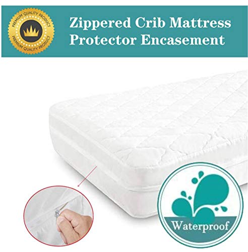 Crib Mattress Protector, Baby Mattress Protector | Crib Waterproof Mattress Cover | Breathable Zippered Toddler Mattress Protector (White, 52” x 28”)