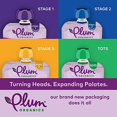 Plum Organics | Stage 2 | Organic Baby Food Meals [6+ Months] | Pear, Blueberry, Avocado & Granola | 3.5 Ounce Pouch (Pack Of 6) Packaging May Vary
