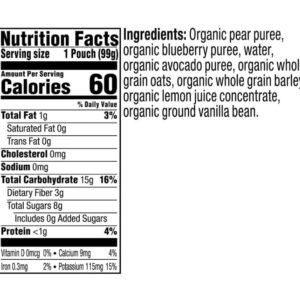 Plum Organics | Stage 2 | Organic Baby Food Meals [6+ Months] | Pear, Blueberry, Avocado & Granola | 3.5 Ounce Pouch (Pack Of 6) Packaging May Vary