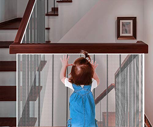 LiXiongBao Child Safety Net Kids Stairs Safety Railing & Banister Guard Baby Thick Hard Mesh Netting Protection Rail Balcony Stair Fence Baby Fence Stairwell Net Decoration (10ft x 2.5ft)