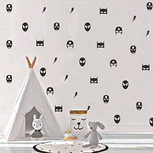 Finduat 57 Pcs Superhero Wall Stickers Decal, Kids Removable Wall Stickers Boys Room Decor, Vinyl Wall Decals for Children Baby Kids Boys Bedroom, Nursery Decor