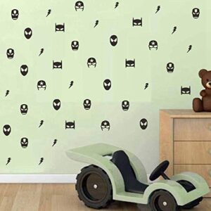 Finduat 57 Pcs Superhero Wall Stickers Decal, Kids Removable Wall Stickers Boys Room Decor, Vinyl Wall Decals for Children Baby Kids Boys Bedroom, Nursery Decor