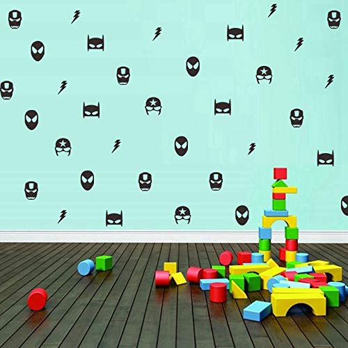 Finduat 57 Pcs Superhero Wall Stickers Decal, Kids Removable Wall Stickers Boys Room Decor, Vinyl Wall Decals for Children Baby Kids Boys Bedroom, Nursery Decor