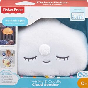 Fisher Price Baby Sound Machine Twinkle & Cuddle Cloud Soother Crib-Attach Plush with Lights for Infant to Toddler