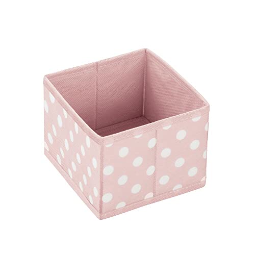 mDesign Small Fabric Drawer Organizer Bins for Kids/Baby Nursery Dresser, Closet, Organization - Bins Hold Clothes, Diapers, Cream, Toy, Blankets - 6 Pack, Pink/White Polka Dot