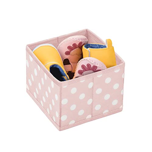 mDesign Small Fabric Drawer Organizer Bins for Kids/Baby Nursery Dresser, Closet, Organization - Bins Hold Clothes, Diapers, Cream, Toy, Blankets - 6 Pack, Pink/White Polka Dot