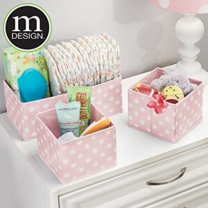 mDesign Small Fabric Drawer Organizer Bins for Kids/Baby Nursery Dresser, Closet, Organization - Bins Hold Clothes, Diapers, Cream, Toy, Blankets - 6 Pack, Pink/White Polka Dot