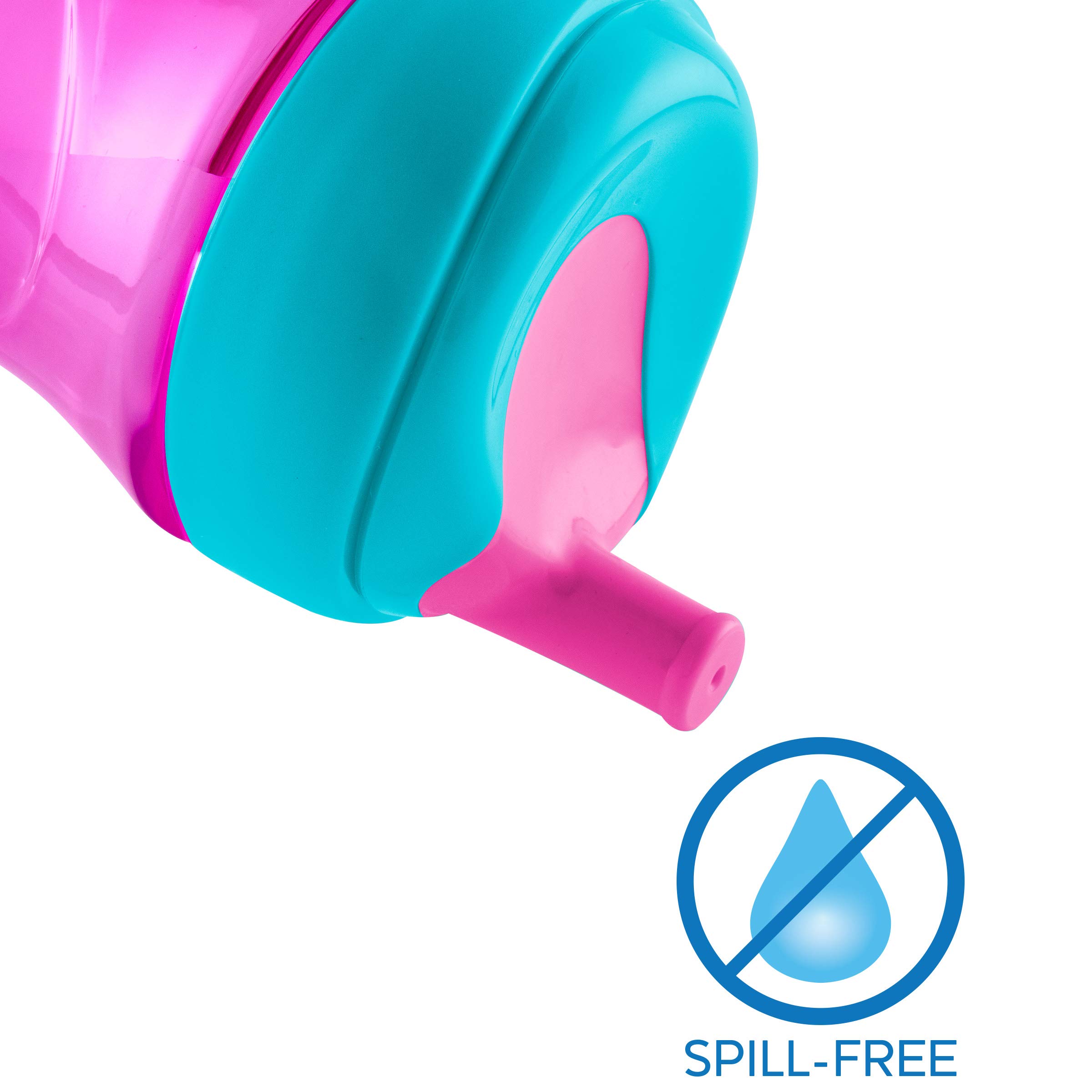 Chicco Sport Spout Trainer, Spill Free Baby Sippy Cup, 9 Months, Pink/Purple,2 Count (Pack of 1)