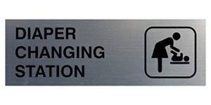 signs bylita basic diaper changing station sign (brushed silver) - small