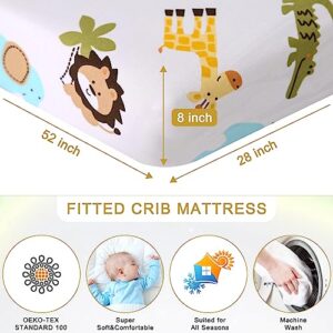 Wowelife Crib Bedding Set Safari, Premium 3-Piece Baby Bedding Set Brown, Baby Crib Bed Set, Breathable and Soft for Baby Boy and Girl