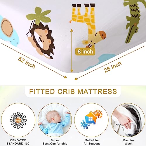 Wowelife Crib Bedding Set Safari, Premium 3-Piece Baby Bedding Set Brown, Baby Crib Bed Set, Breathable and Soft for Baby Boy and Girl