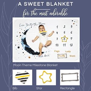 Luka&Lily Baby Milestone Blanket Boy - 60"x40" Moon Baby Month Blanket for Boys - First Year Calendar Monthly Growth Chart - Baby Boy Shower Gifts