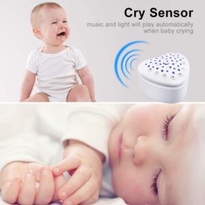 BEREST A13 White Noise Machine & Baby Sleep Soother with 15 Soothing Sounds & Projector Star Night Light, Cry Sensor, Rechargeable Lithium Battery, Portable for Baby, Toddlers, Attaches to Crib