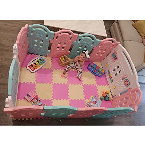 Dream On Me 12 Panel Rumi Baby Playpen in Pink and Blue, Easy to Fold and Store, Fun Game Panel, Indoor and Outdoor Playpen for Babies and Toddlers