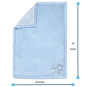 30x40 Fleece Baby Nursery Blanket with Satin Trim for Boys, Girls, and Unknown Gender Baby (Blue)