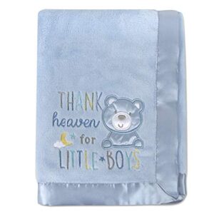 30x40 Fleece Baby Nursery Blanket with Satin Trim for Boys, Girls, and Unknown Gender Baby (Blue)