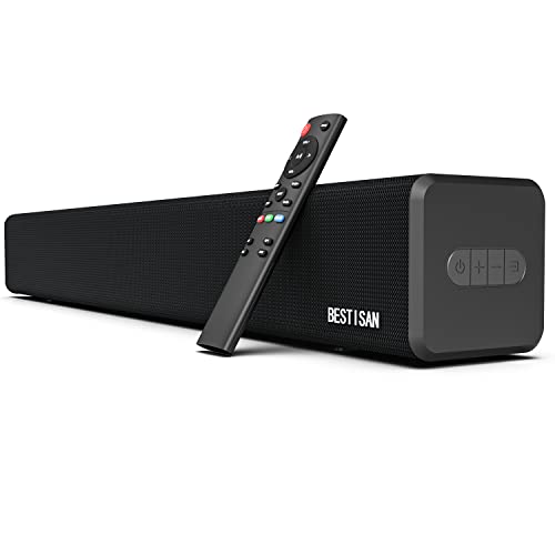 Bestisan 2.1 Channel 100Watt Sound bar, Soundbar with Built in Subwoofer Bluetooth 5.1 Surround Sound Systems (32Inches, DSP, HDMI-ARC, Remote Control, Bass Adjustable)