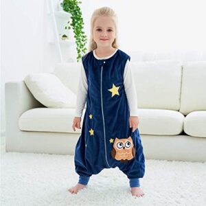 MICHLEY Baby Sleeping Bag Sack with Feet Autumn Winter Swaddle Wearable Blanket Sleeveless Nightgowns for Infant Toddler, 1-3T, Dark Blue Owl