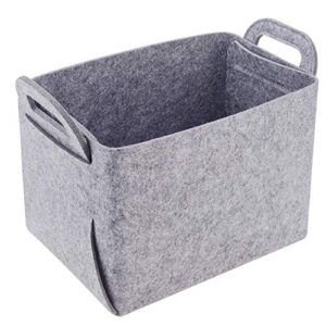 arttao felt storage basket collapsible & space-saving storage box perfect for bedroom, kids room, bookshelf, office, closet (13.78x9.84x9.06inch) light grey