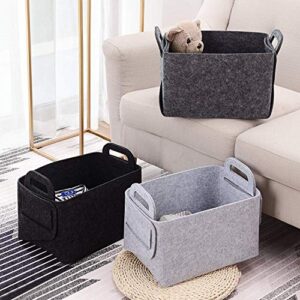 ArtTao Felt Storage Basket Collapsible & Space-Saving Storage Box Perfect for Bedroom, Kids Room, Bookshelf, Office, Closet (13.78x9.84x9.06inch) Light Grey