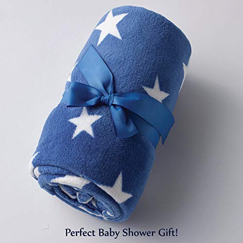 Plush Fleece Throw and Receiving Baby Blankets for Boys and Girls 30x40 (Blue Dino)