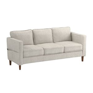 mellow hana modern linen fabric loveseat/sofa/couch with armrest pockets, sand grey