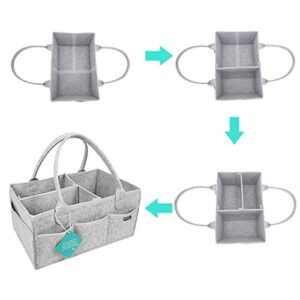 HIFELTY Diaper Caddy Organizer, Baby Diaper Basket Nappy Tote Bag Nursery Essentials Portable Storage Bin with Sturdy Handle for Changing Table, 15x10x7 in - Ideal Gift for Infant to Toddler Boy Girl