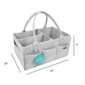 HIFELTY Diaper Caddy Organizer, Baby Diaper Basket Nappy Tote Bag Nursery Essentials Portable Storage Bin with Sturdy Handle for Changing Table, 15x10x7 in - Ideal Gift for Infant to Toddler Boy Girl