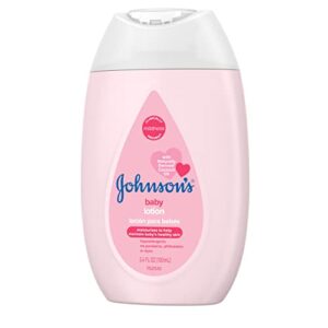 Johnson's Moisturizing Mild Pink Baby Lotion with Coconut Oil for Delicate Baby Skin, Paraben-, Phthalate- & Dye-Free, Hypoallergenic & Dermatologist-Tested, Baby Skin Care, 3.4 Fl. Oz