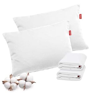 moonsea toddler pillow with cotton pillowcase 2 pack white, small pillows for sleeping ultra soft, 13 x 18 inches kids pillows for sleeping fits toddler bed/baby crib/cot