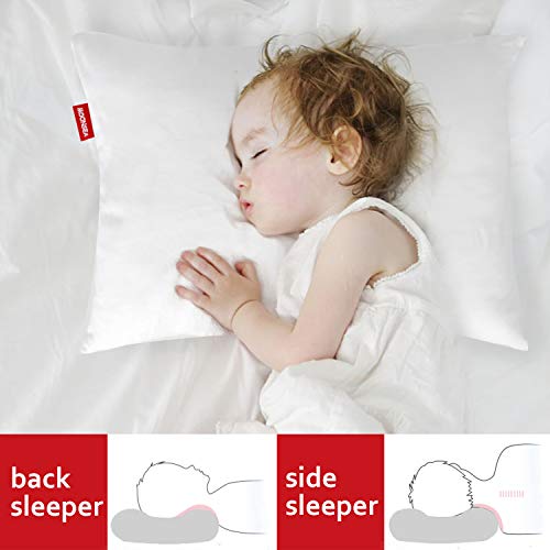 Moonsea Toddler Pillow with Cotton Pillowcase 2 Pack White, Small Pillows for Sleeping Ultra Soft, 13 x 18 Inches Kids Pillows for Sleeping Fits Toddler Bed/Baby Crib/Cot