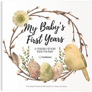 first 5 years baby memory book journal - 90 pages hardcover first year keepsake milestone baby book for boys, girls - baby scrapbook - baby album and memory book (wonderland)