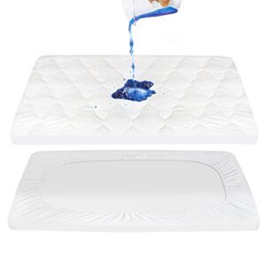 pack n play mattress pad sheets cover waterproof, soft quilted pack and play protector, 27" x 39" fit graco pack n play crib baby portable mini cribs and foldable mattresses pad