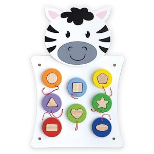 spark & wow zebra activity wall panel - toddler activity center - wall-mounted toy for kids aged 18m+ - decor for bedrooms and play areas